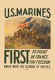 U.S. Marines Recruitment Poster showcasing Marines in battle with colors.