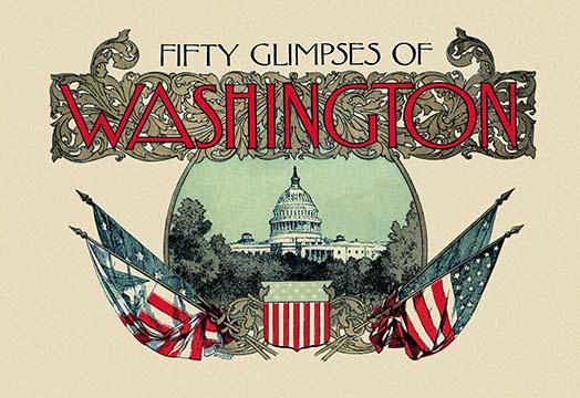 Washington DC Tourist Attractions Poster Print by Willing showcasing iconic landmarks.