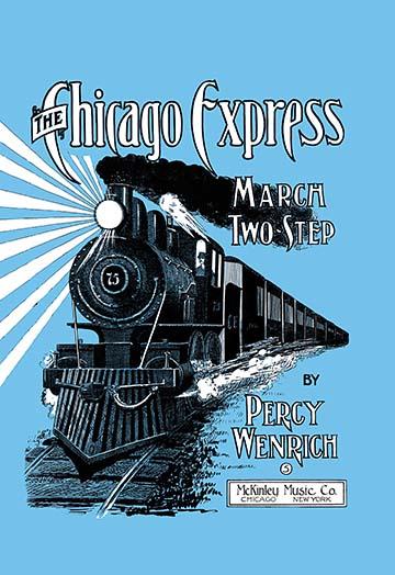 Windy City Train Sheet Music Poster Print featuring vintage train design.