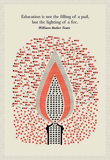 Education is not the filling of the pail but the lighting of the fire poster print by Wilbur Pierce.