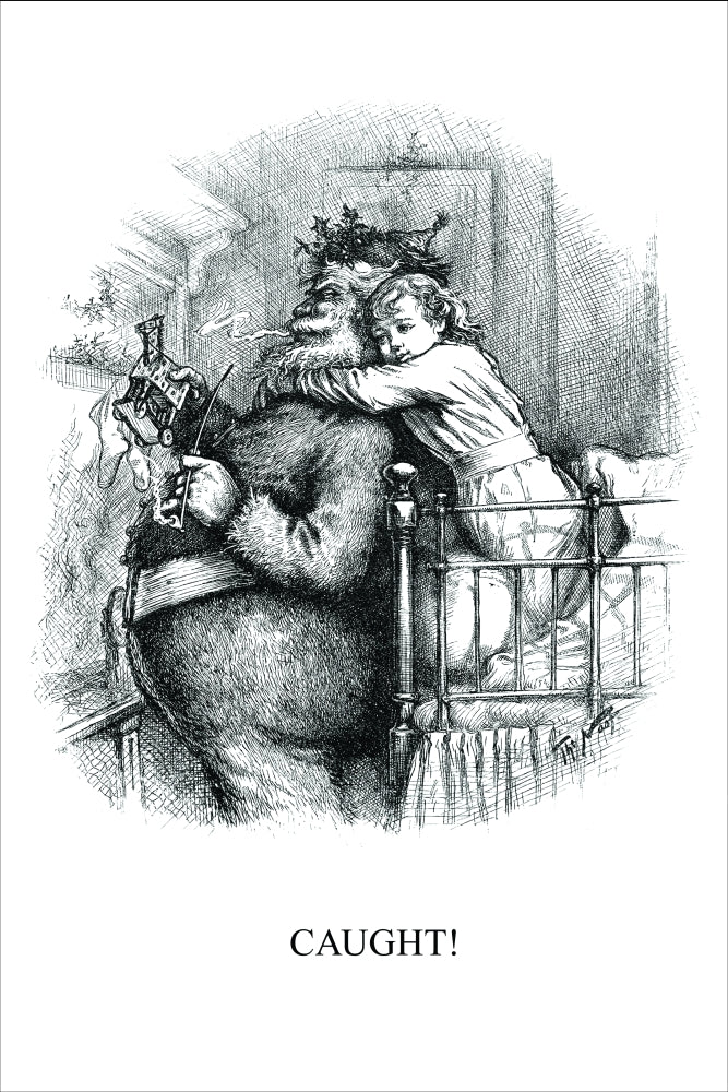 A Little Girl in a Crib Hugging Santa Claus Poster Print by Thomas Nast