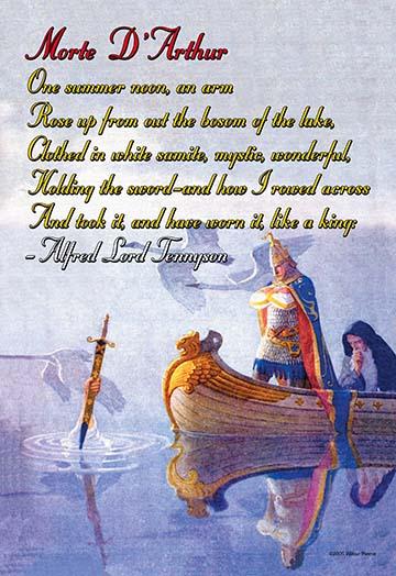 Morte D'Arthur Poster Print by Alfred Lord Tennyson, vintage art reproduction.