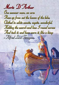 Morte D'Arthur Poster Print by Alfred Lord Tennyson, vintage art reproduction.