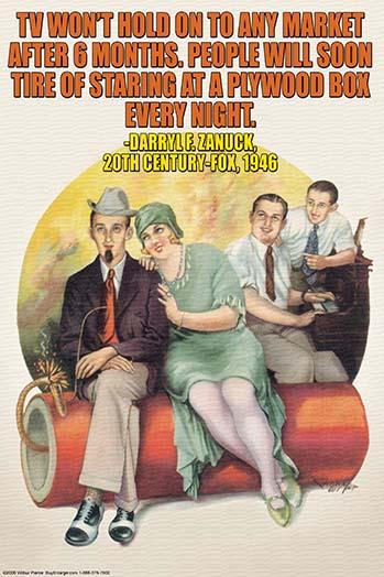 TV Won't Hold on to Any Market Poster Print by Wilbur Pierce, cinematic art piece.