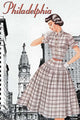 Tourist Visiting Philadelphia 50's Plaid Frock Poster Print by Sara Pierce