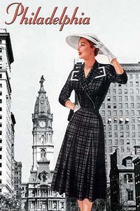 Tourist Visiting Philadelphia 50's Black Frock Poster Print by Sara Pierce.