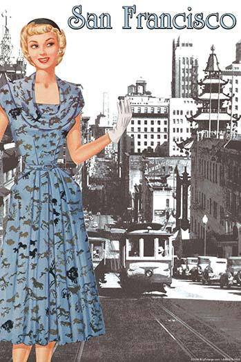 Forward Thinking Ladies in 1950s Fashion Poster Print by Sara Pierce