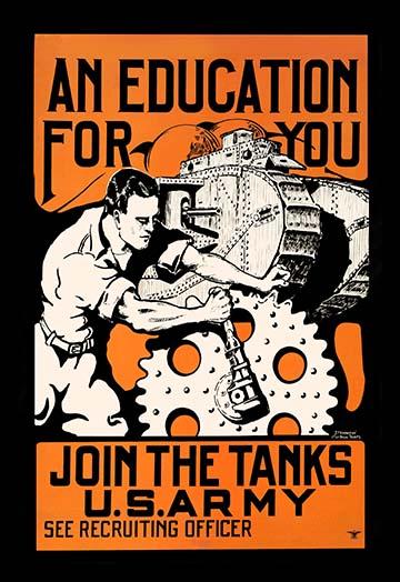 Join the Tanks U.S. Army vintage art reproduction poster print by JP Wharton.