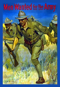 WWI poster print of a corporal leading soldiers into battle by Isaac Brewster Hazelton.