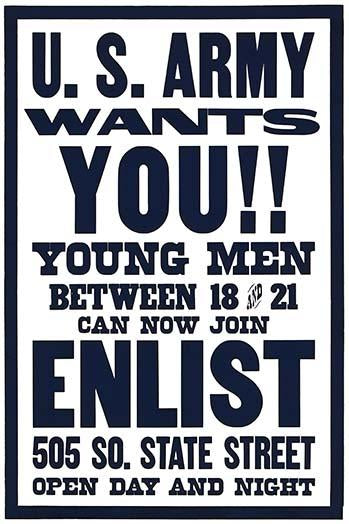 Young Men Enlist Poster Print by Ryan Hart & Co, motivational artwork.
