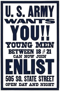 Young Men Enlist Poster Print by Ryan Hart & Co, motivational artwork.