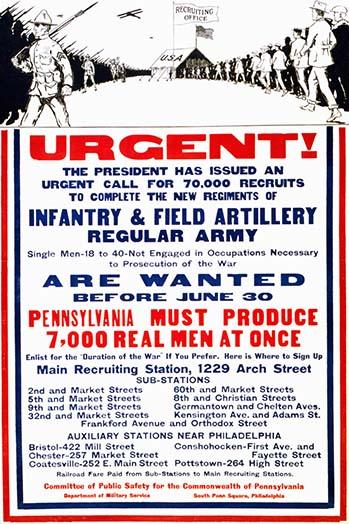 The President's Urgent Call for Recruits Poster Print, patriotic art