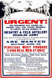The President's Urgent Call for Recruits Poster Print, patriotic art