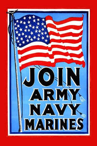 Patriotic enlistment poster print featuring a bold flag design.