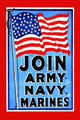 Patriotic enlistment poster print featuring a bold flag design.