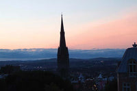 Dusk Over Quebec City Poster Print by Jason Pierce featuring a stunning cityscape.