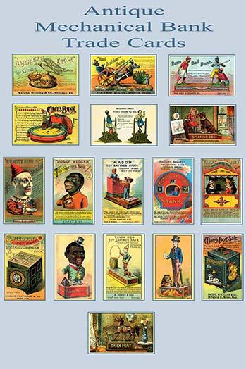 Victorian Trade Cards featuring Mechanical Banks Poster Print