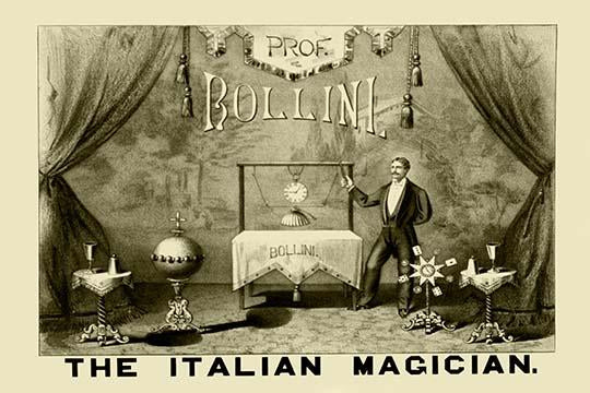 The Great Professor surrounded by magical props poster print
