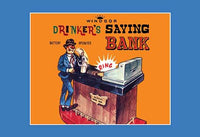 Barfly at the Bar Poster Print featuring a toy simulating drinking.
