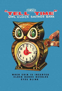 Owl and Clock Poster Print showcasing dynamic motion art.
