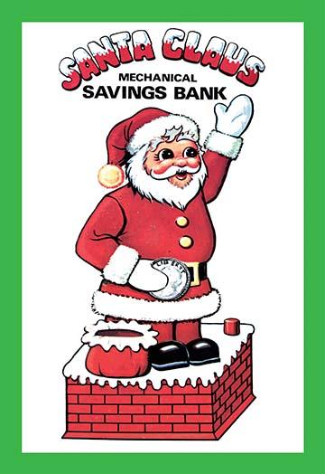 Help Santa Drop Coins Down the Chimney poster print featuring festive holiday imagery.