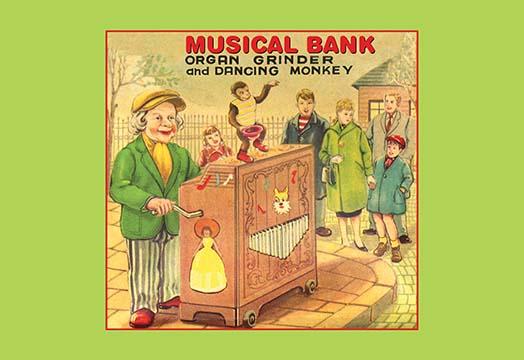 The Hurdy Gurdy and Dancing Monkey Poster Print featuring whimsical art.