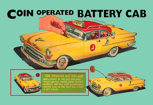 Energy Efficient Taxi Poster Print showcasing an eco-friendly taxi design.