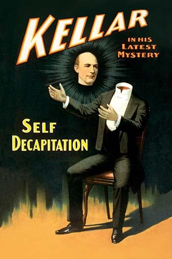 Harry Kellar Theater Poster showing magician with floating head illusion