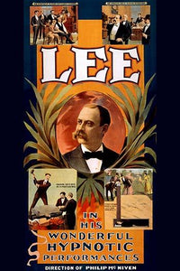 Historic poster print of a man hypnotized by telephone, showcasing unique human potential.