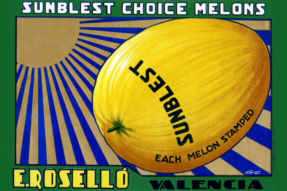 Sunblest Choice Melons Vintage Crate Label Poster Print