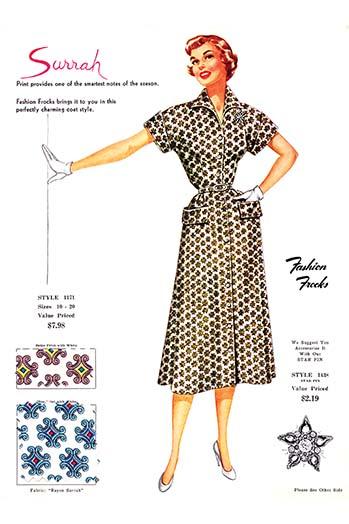 Fashion Plates Poster Print showcasing latest styles and fabric samples.