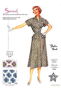 Fashion Plates Poster Print showcasing latest styles and fabric samples.
