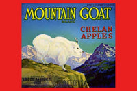 Mountain Goat vintage fruit crate label poster print showcasing apples from Lake Chelan.