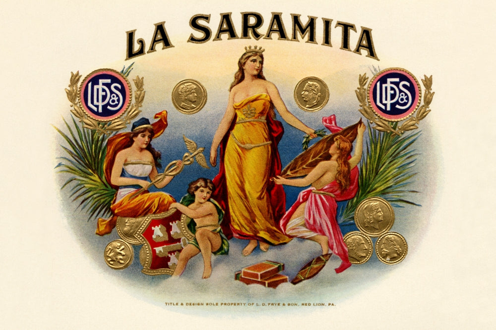 La Saramita Cuban Cigar Label vintage poster print.