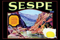 Lemons Vintage Crate Label Poster Print showcasing colorful artwork