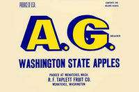 A.G. Apple Crate Label Poster Print featuring vintage design from Wenatchee, WA.