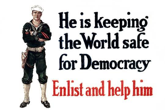 U.S. Navy recruitment poster featuring a full-length portrait of a sailor by Cliffton Carleton.