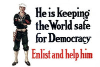U.S. Navy recruitment poster featuring a full-length portrait of a sailor by Cliffton Carleton.