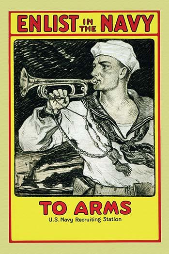 Sailor blowing a bugle poster print by Milton Herbert Bancroft