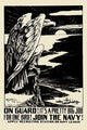 Eagle on a Cliff Poster Print by H.B. Matthews overlooking ships in harbor.
