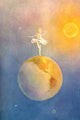 A graceful ballerina dancing on top of the Earth poster print