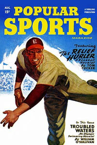 Vintage sports magazine cover poster print featuring a pitcher throwing baseball.