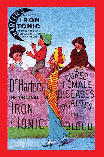 Turn of the Century Quack Medicine Card Poster Print showcasing vintage health remedy claims.