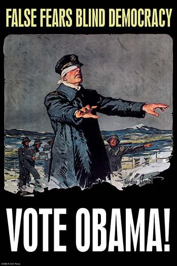 False Fears Blind Democracy Vote Obama Poster Print by Wilbur Pierce