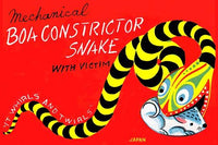 Antique toy snake graphic art poster print featuring a mouse.