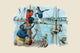 The Animals Trip to the Sea Poster Print by G.H. Thompson featuring anthropomorphic animals on a sailing vessel.