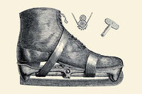 Ice Skate Poster Print showcasing a historical illustration of 1800s skate technology.