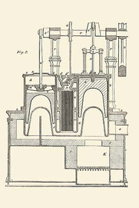 Engine design and performance poster print showcasing technical schematics.