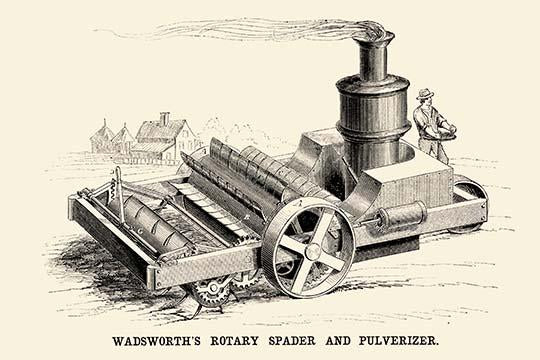 Advances in Farm Technology Poster Print showcasing innovative farming machines.