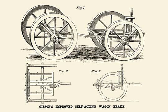 Horse-Drawn Wagon Brake Poster Print showcasing vintage innovation